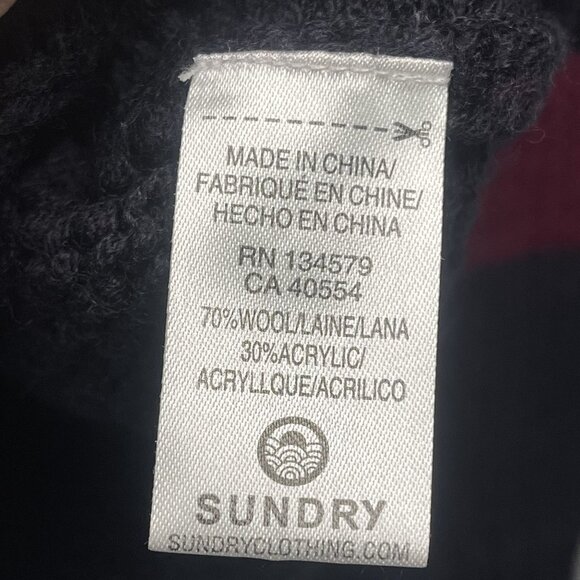 Sundry Scarlett Multi Stripe Red Color Block Wool Blend Sweater 1 - Picture 4 of 6